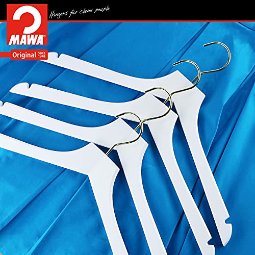 Mawa By Reston Lloyd, European Wooden Hanger, Beech Wood Straight Hanger With Shoulder Notches, Rotating Gold Hook, White Finish, For Shirts, Blazers, Dress Clothes Hanger, (27135) #TOP1