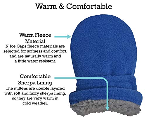 Image of N'Ice Caps Little Kids and Baby Easy-On Sherpa Lined Fleece Mittens - 2 Pair Pack