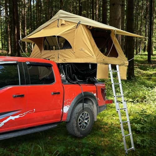 TopAutoGear Rooftop Tent for SUV & Truck Camping, Soft Shell Roof Top Tent, Quick-Setup Design with Telescopic Ladder and LED Lighting for 2-3 Person Family Adventures