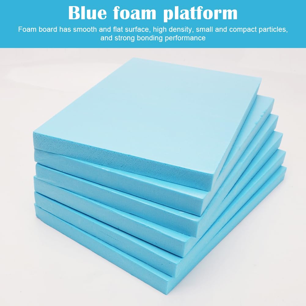 Fouvin 6 stuks schuimplaat hardschuim, handgemaakt DIY modelmateriaal Blauwe hardschuimplaat schuimplatten voor landschapsmodellering (20 mm