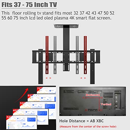 Soporte móvil para TV 50-75 pulgadas con ruedas y bandeja miniatura 3
