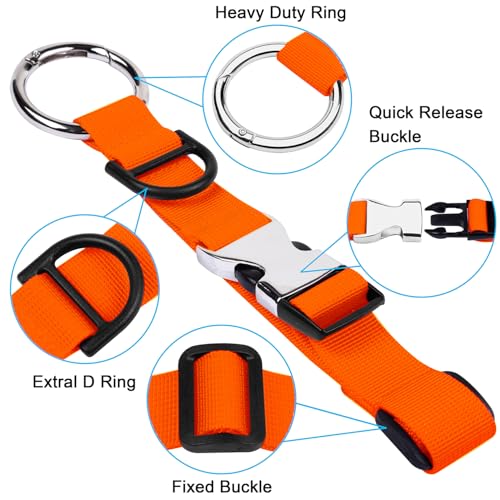 Image of Wisdompro Jacket Gripper Strap, Add a Bag Luggage Straps Baggage Suitcase Belts Travel Accessories with Hook and D-Ring - Make Your Hands Free, Easy to Carry Your Extra Bags - Orange