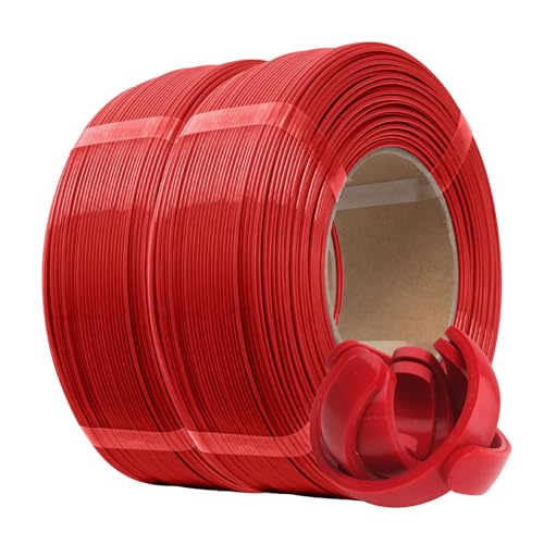 Image of eSUN PLA+ Refilament 1.75mm, 3D Printer Refill PLA Plus, 1KG per Roll, 2 Rolls Spoolless 3D Printing Filament for 3D Printers,Fire Engine Red