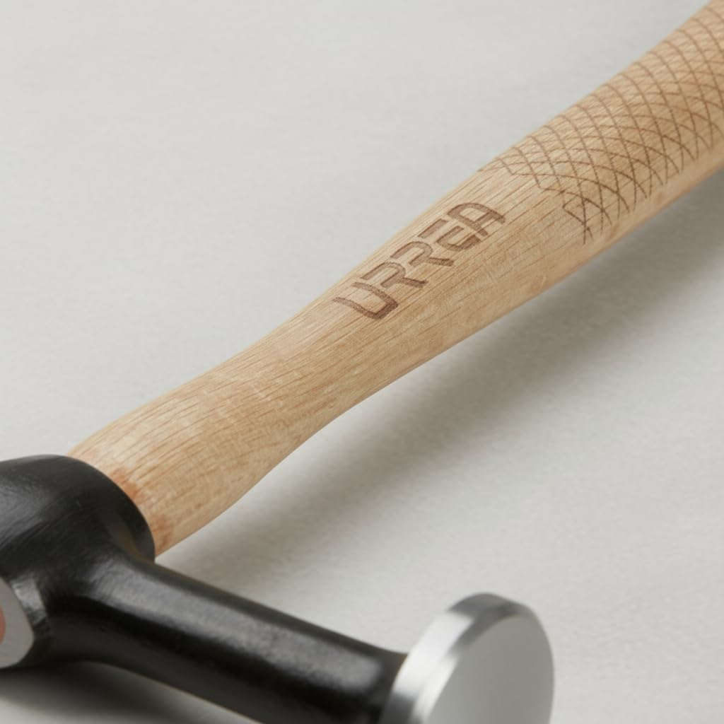 URREA Auto Body Hammer - 13-3/4” Straight Pein Finishing Hammer with Dual Round Face & Oak Handle - 1421
