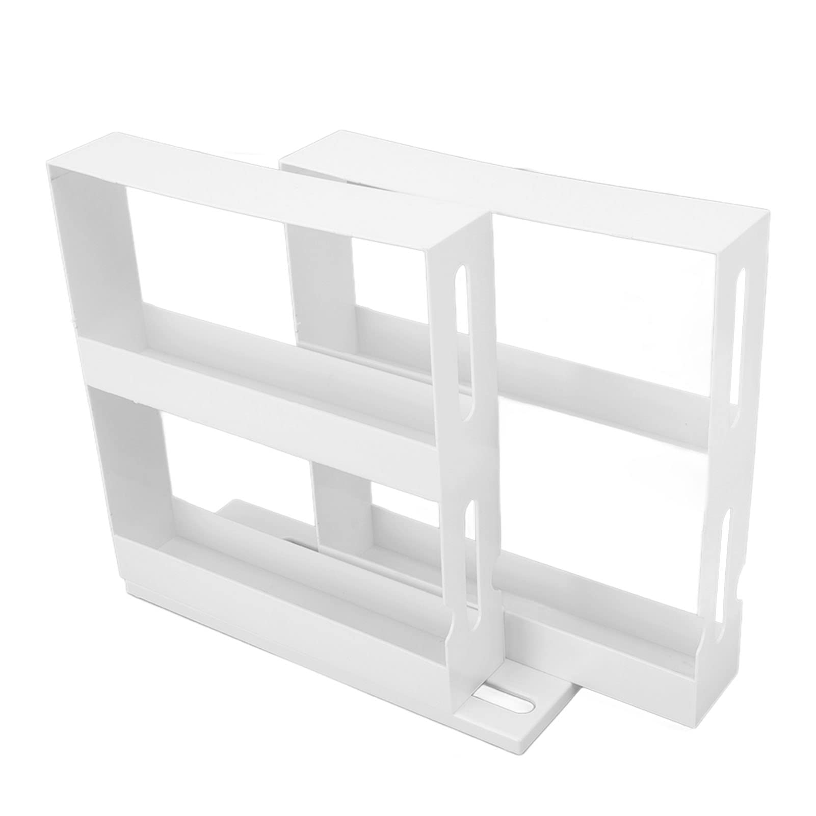 Restokki Sliding Rack Slidable 2 Tier Large Capacity Rotating Rack for Kitchen Plastic