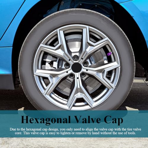 8PCS Car Tire Valve Stem Caps, Car Tire Caps, Aluminum Hexgon Style Vehicle Wheel Air Valve Covers, Universal Dustproof Car Exterior Accessories Suitable for SUV, Truck, Motorcycle, Bike