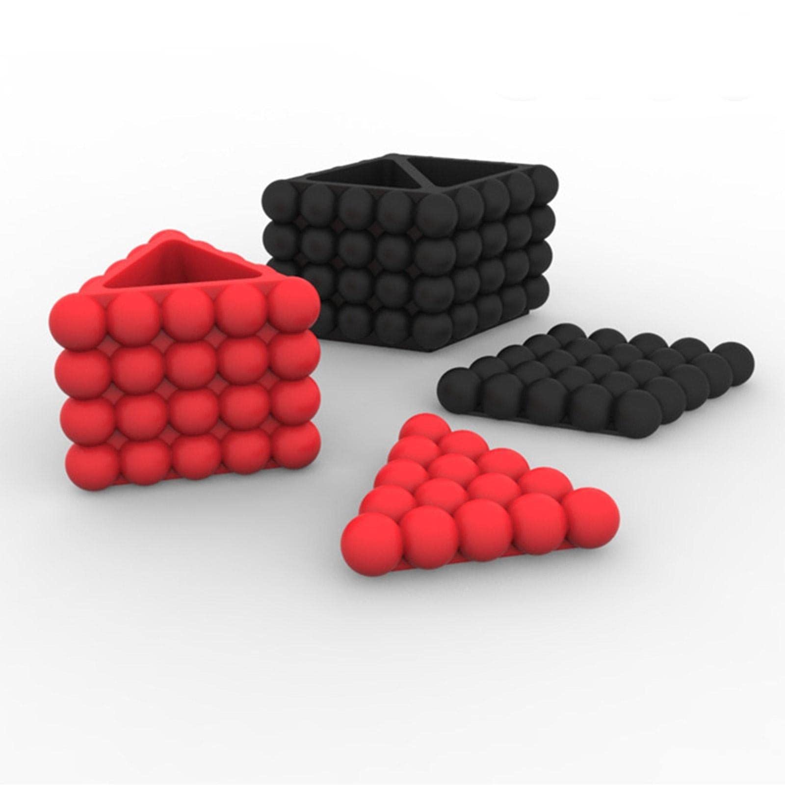 Stampo in silicone a forma di sfera sfaccettata a forma di triangolo, per gioielli, in resina, realizzato a mano, con coperchio