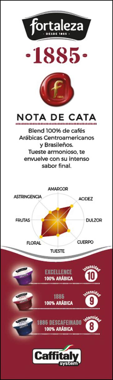 CAFÉ FORTALEZA Cápsulas de Café Natural Compatibles con Caffitaly – Especial Espresso 100% Arábica – Pack 8 x 10 - Total 80Uds - Café Espresso Intensidad Media - Desde 1885 Café Natural