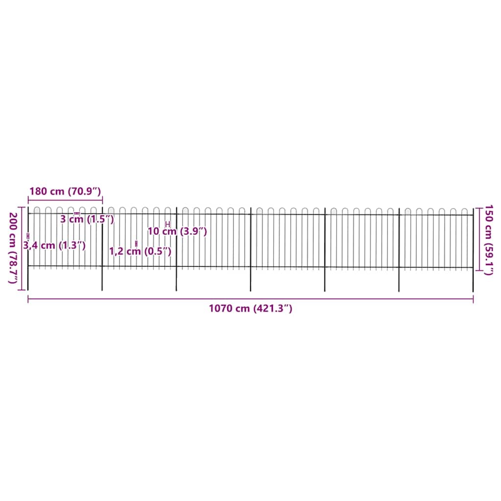 Ogrodzenie ogrodowe ze stali malowanej proszkowo, długość 10,2 m, 6 elementów ogrodzenia i 7 słupków, nowoczesny design pałąka zapewnia ochronę prywatności, bezpieczeństwo, taras i na