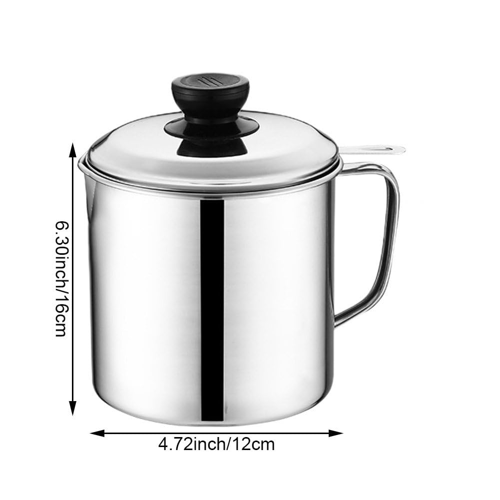 Colador De Aceite Bote De Grasa Con Filtro, Recipiente De Almacenamiento De Aceite De Tocino De Acero Inoxidable Olla De Almacenamiento De Aceite Con Colador De Malla Para Almacenamiento De Grasa En