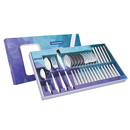 Tramontina 66950847 Faqueiro Aço Inox com Faca para Churrasco com 24 Peças, Prata