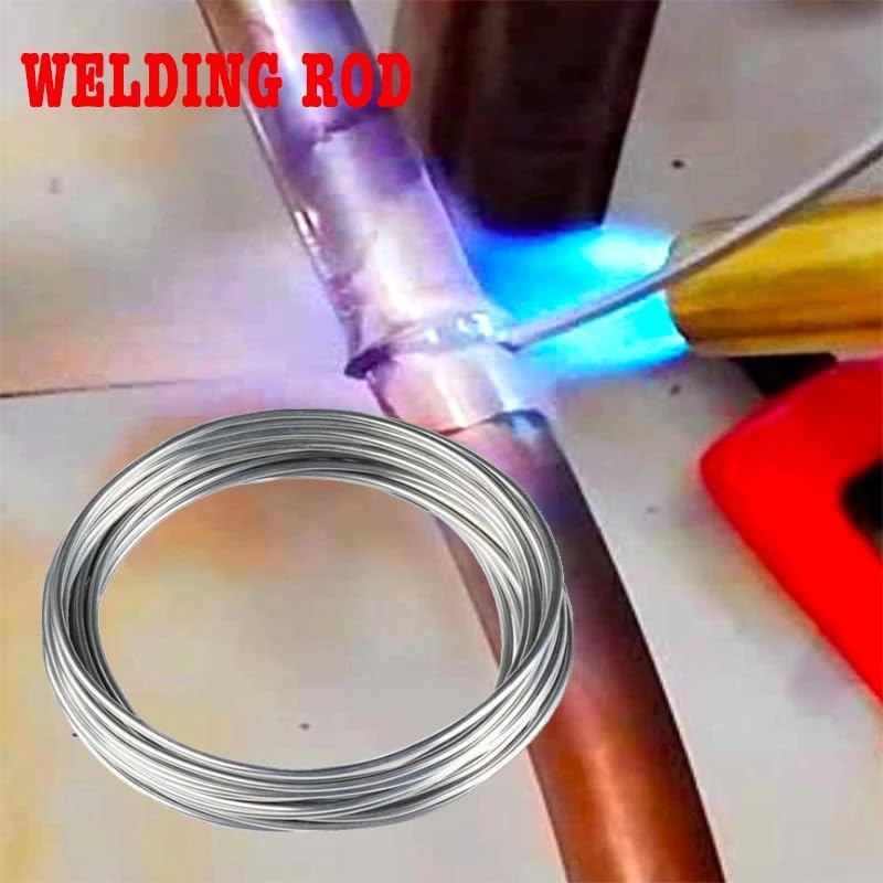 Copper Aluminum Fux-cored Electrodes Welding Rods Easy Melt Weld Wire for Steel Copper Aluminum Iron Refrigerator Weld(2.0mm,10 meter)