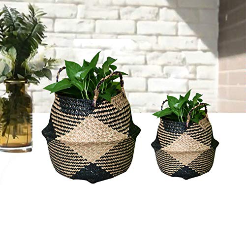 Panier A Linge Pliable Naturel Grand Corbeille A Linge Pour Pot De Fleur Plante Decoration Maison 1pc Nouveau Panier Osier Rangement Tresse Cuisine Maison Paniers A Linge