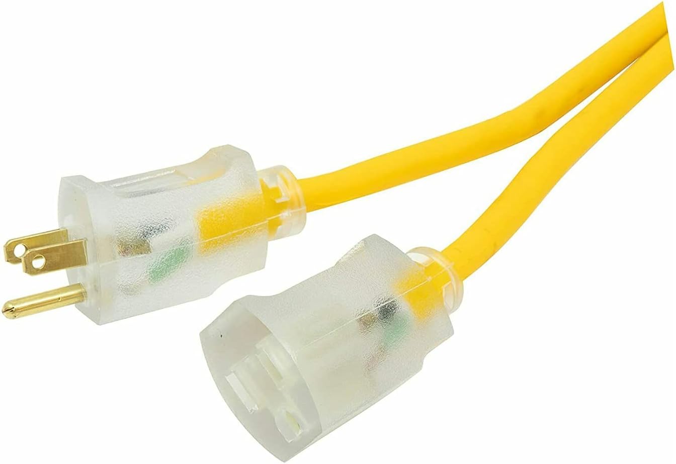 Flash Deals - 80% OFF 2-Pack - Yellow Jacket 12/3 Heavy-Duty 15-Amp SJTW Contractor Extension Cord with Lighted Ends, 50-Feet Best Cyber Deals 🔥 2-Pack - Yellow Jacket 12/3 Heavy-Duty 15-Amp SJTW Contractor Extension Cord with Lighted Ends, 50-Feet