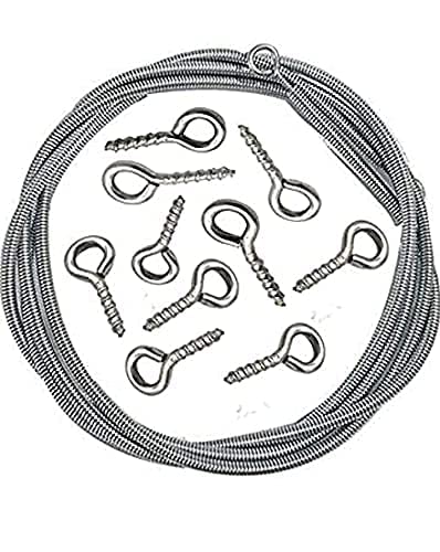 DECOTARAAluminium Curtain Wire Kit 2 Meter | Spring Cord with Hooks & Eyes | Flexible Window Net Wire for Lightweight Curtains, Nets & Drapes | Easy Install Hanging Solution-image-14
