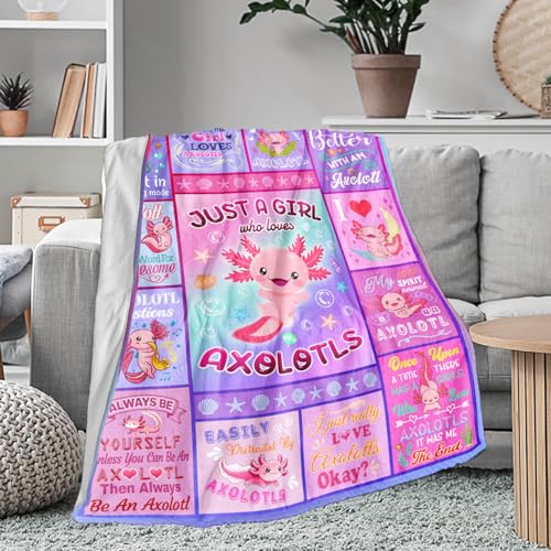 CITYSONG Axolotl Blanket for Girls, Just A Girl Who Loves Axolotl, Birthday Gifts Decor Throw Blanket 50