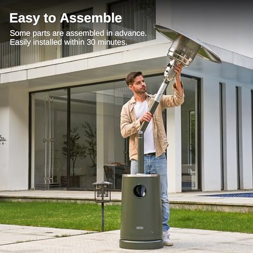 image for EAST OAK 50,000 BTU Patio Heater with Sand Box, Table Design, Double-L