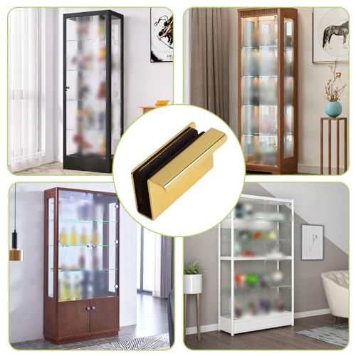 Image of 8Pcs Glass Finger Edge Pull Cabinet Finger Pull Handle Glass Door Clips Cabinet Latch Clamp Concealed Handle for Display Glasscase Door (Gold)