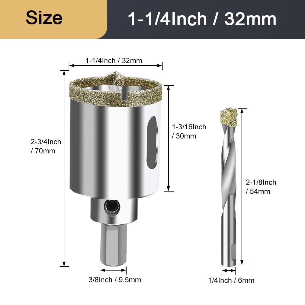 ASNOMY Lot De Forets Diamantés 32mm – Scie Cloche Dentée Pour Carrelage, Verre, Porcelaine, Granit