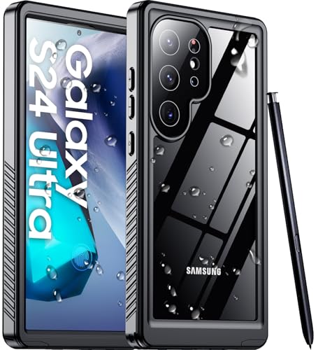 Temdan Designed for Samsung Galaxy S24 Ultra Case Waterproof Built-in Lens & Screen Protector [Full Body Shockproof][Military Drop Proof][IP68 Underwater] Phone Case for S24 Ultra 5G-Black (2024)
