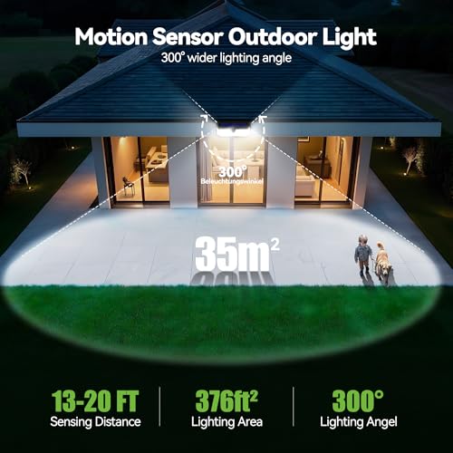 Image of TECKNET 461 LED Solar Powered Outdoor Lights, 270 Angle & 3 Lighting Modes Motion Sensor Light Outdoor, Security Solar Lights Waterproof - Cold White