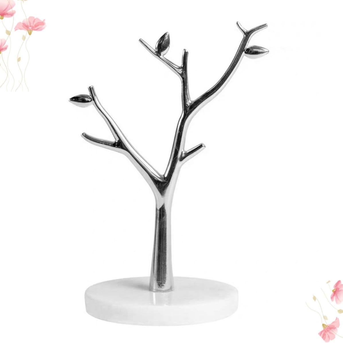 Expositor de Joyas en Forma de Árbol Base de Mármol, Organizador de Pendientes y Collares de Metal para Uso Personal y Comercial