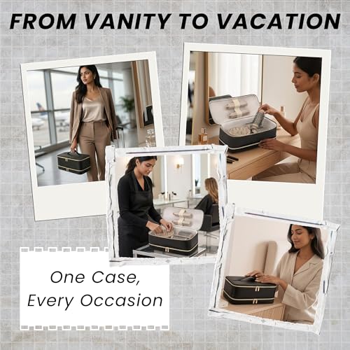 Image of OCEANEVO 2 Layer Travel Pouch for Dyson Airwrap with Makeup Sponge | Hair Accessories Tools Organizer Storage Bag (Bag Only) | 34 x 15 x 16 Cm - Black - 1 Year Warranty