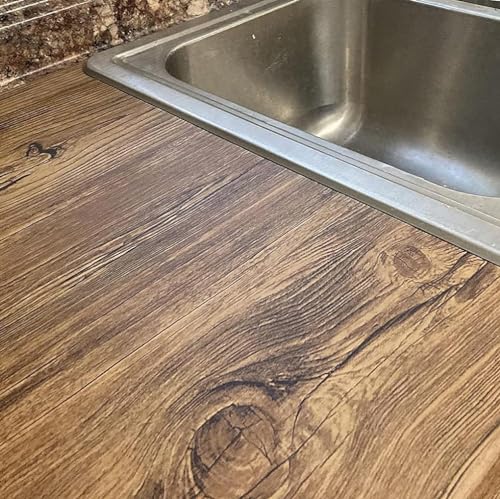 Image of WALLMATE Brown Wood Grain Contact Paper Waterproof Wallpaper Furniture Sticker for Kitchen Cabinet Table Door Floor Self-Adhesive Vinyl Wall Covering (12x150 Inch, Gold Brown)