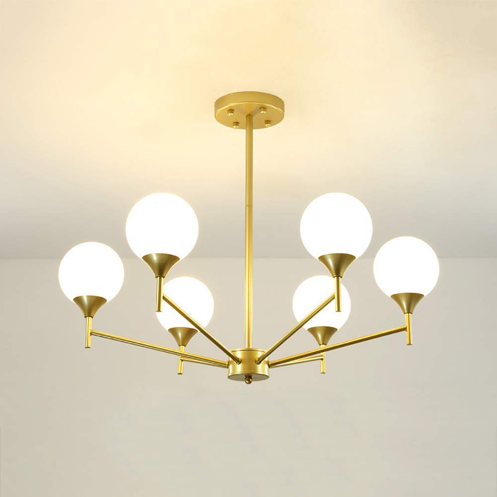 KXEcoLife 6 Lights Sputnik Chandelier Mid Century Modern Ceiling Light Fixture Adjustable Pendant Lighting for Kitchen Dining Room Living Room,en,6