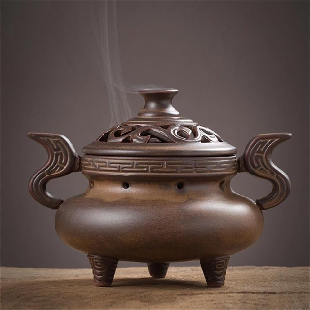 Dekoracje Trójnożny ceramiczny palnik kadzideł do domu, wnętrze, zabytkowy uchwyt na kadzidła medytacji, jogi, spa, wystroju pokoju