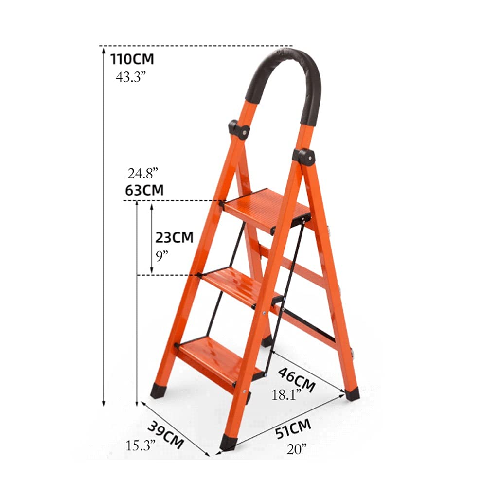 Amazon｜脚立 オレンジ 脚立 はしご 折りたたみ式 アルミ製 軽量