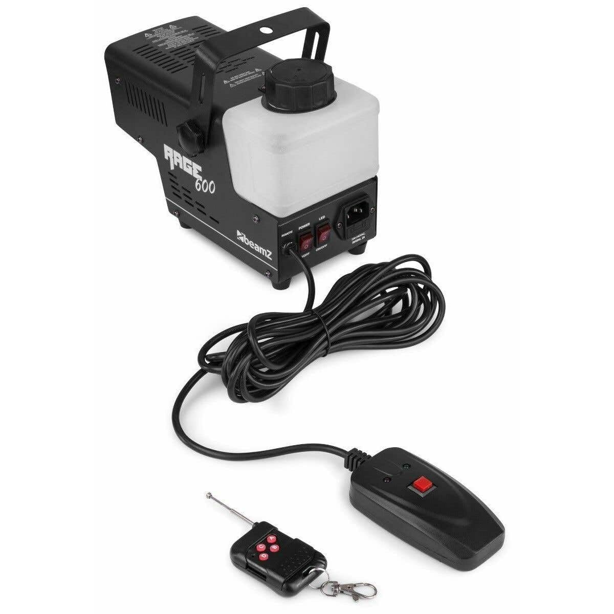 BeamZ RAGE600LED Mini Nebelmaschine mit Fernbedienung, 600 Watt Fogger mit LED Lichteffekt, 2 Liter Tank Fog Machine, Smoke Machine für DJ Lichteffekt, Nebelmaschine Halloween für Partys & Hochzeiten
