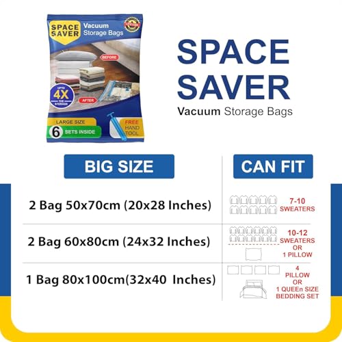 Image of LAXIS Reusable Vacuum Bags for Clothes with Pump, Ziplock Vacuum Storage Bags with Pump, Air Tight Double Zip Seal, Clothes, Blankets, Comforter, Pillows & Travel - Set of 12 (3S 3M 3L 3XL)