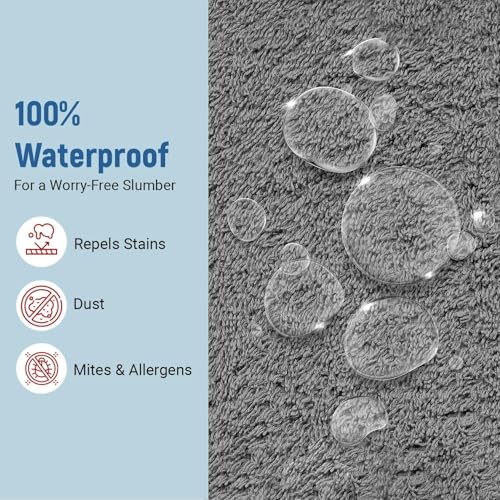 Image of La Verne 100% Waterproof Premium Cotton Feel Mattress Protector Queen Size 78 x 60 Inches | Breathable and Hypoallergenic Ultra Soft Fitted Bed Protector Cover