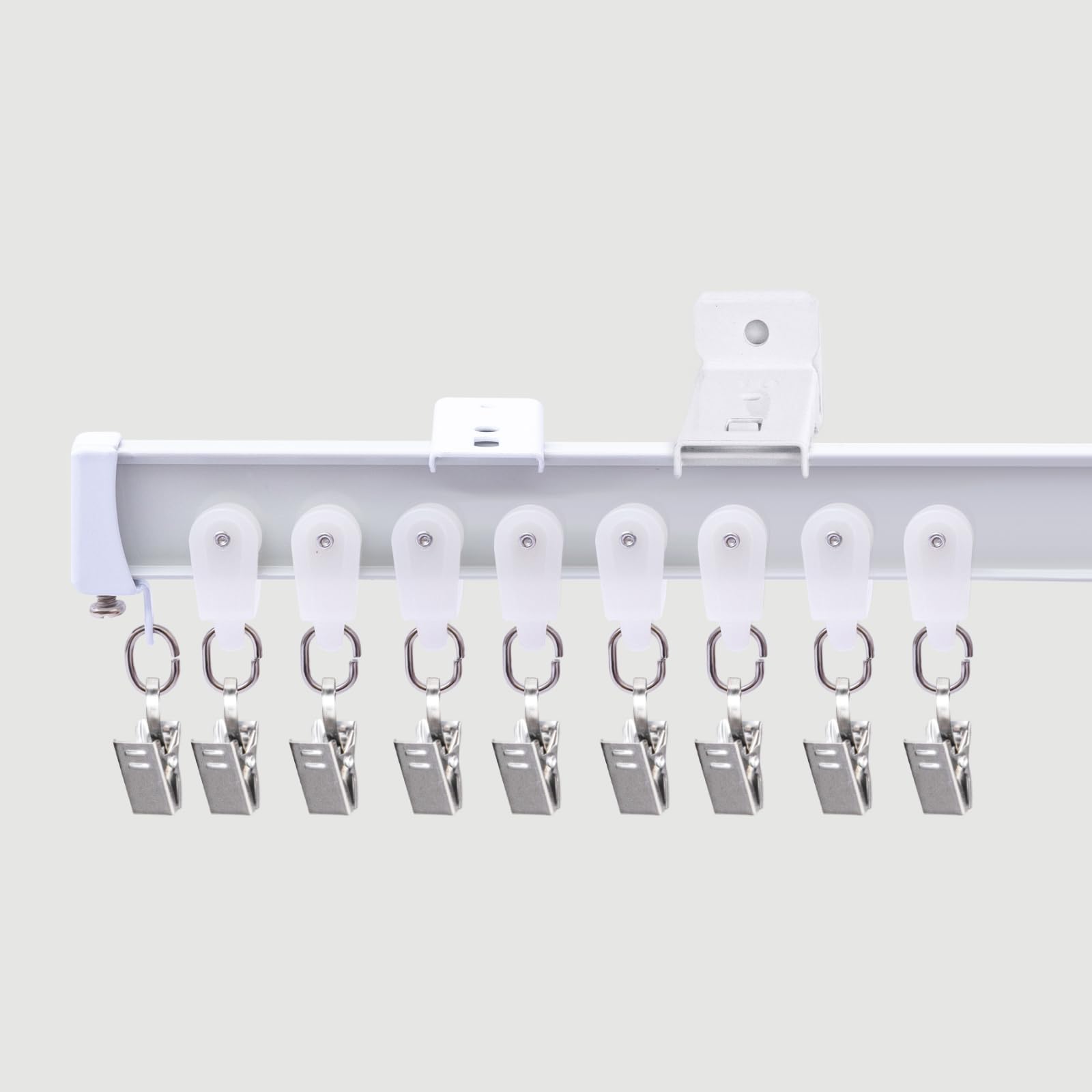Flexible Ceiling Curtain Tracks, Ceilings Track for Curtains, Aluminum Curtains Track Ceilings Mount,Wall Mount Curtain Rail, Ceiling Curtain Rod, Sliding Curtain Tracks with Clips (White 9FT)