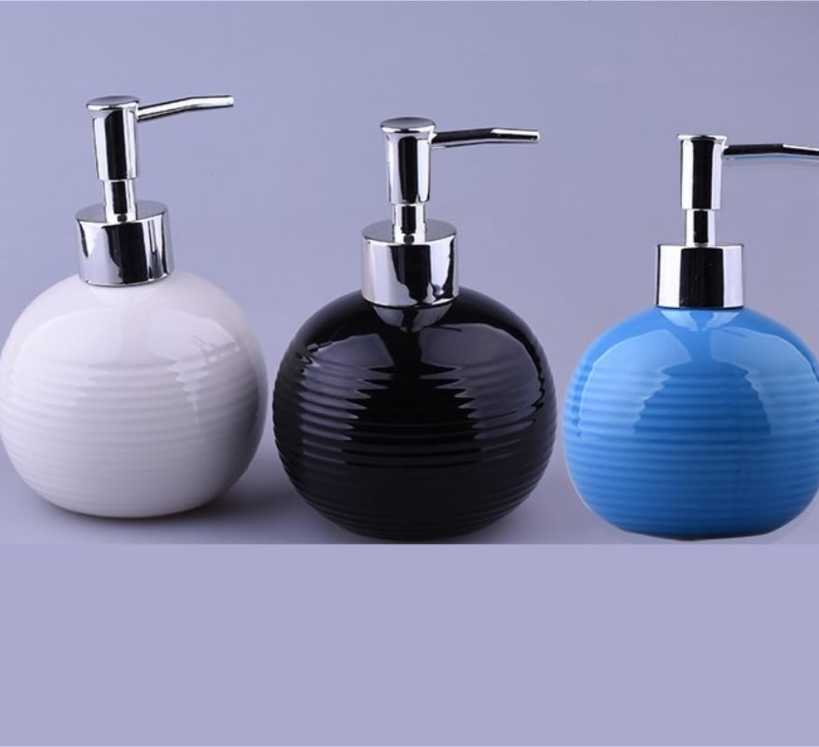 Rellenable Dispensador de jabón y loción de cerámica con Bomba para baño, Oficina, Botella de líquido Decorativa Fácil Llenado(Pink)