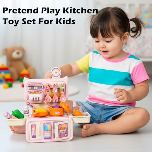 Image of VGRASSP Dream Kitchen Playset Toy Pretend Play Realistic Cooking Action Modern Kitchen Set - Real Like Working Sink - Random Color As Per Stock (Without Stove Small)