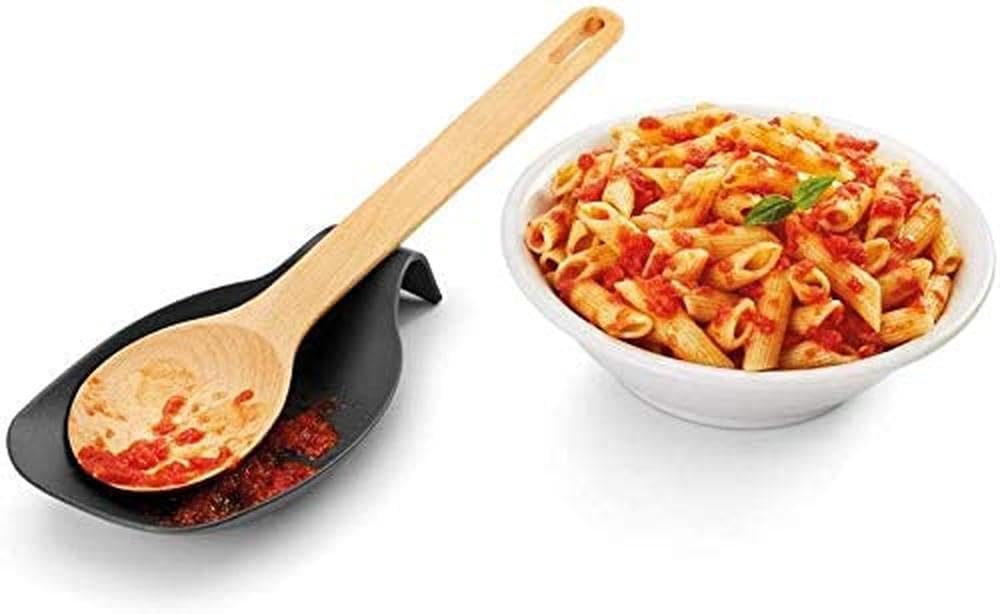 Metaltex PP Splashy Spoon Ladle Spatula Cooking Tools Rest Holder for Kitchen Counter | Large | Black