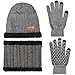 Imagen de Voqeen Gorras Invierno con Bufanda y Suave Encantador Invierno Guantes Táctiles Antideslizante 3 en 1 de Punto Sombreros para Mujeres y Hombres