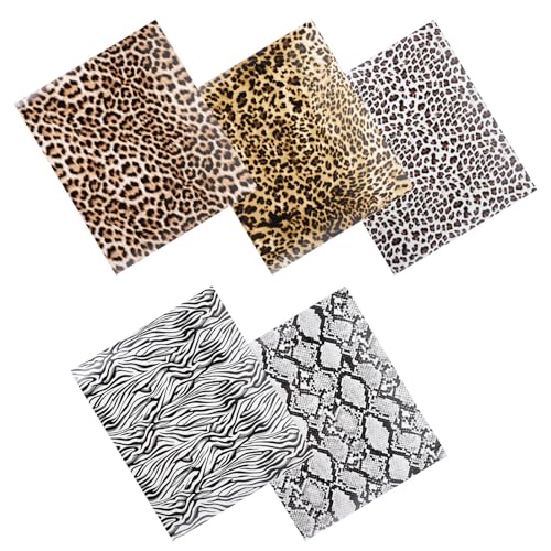 Didiseaon Vinilo de Transferencia de Calor Estampado Animal para Prendas, 5 Piezas de Película Termoadhesiva para Rotular y Personalizar Ropa y Accesorios