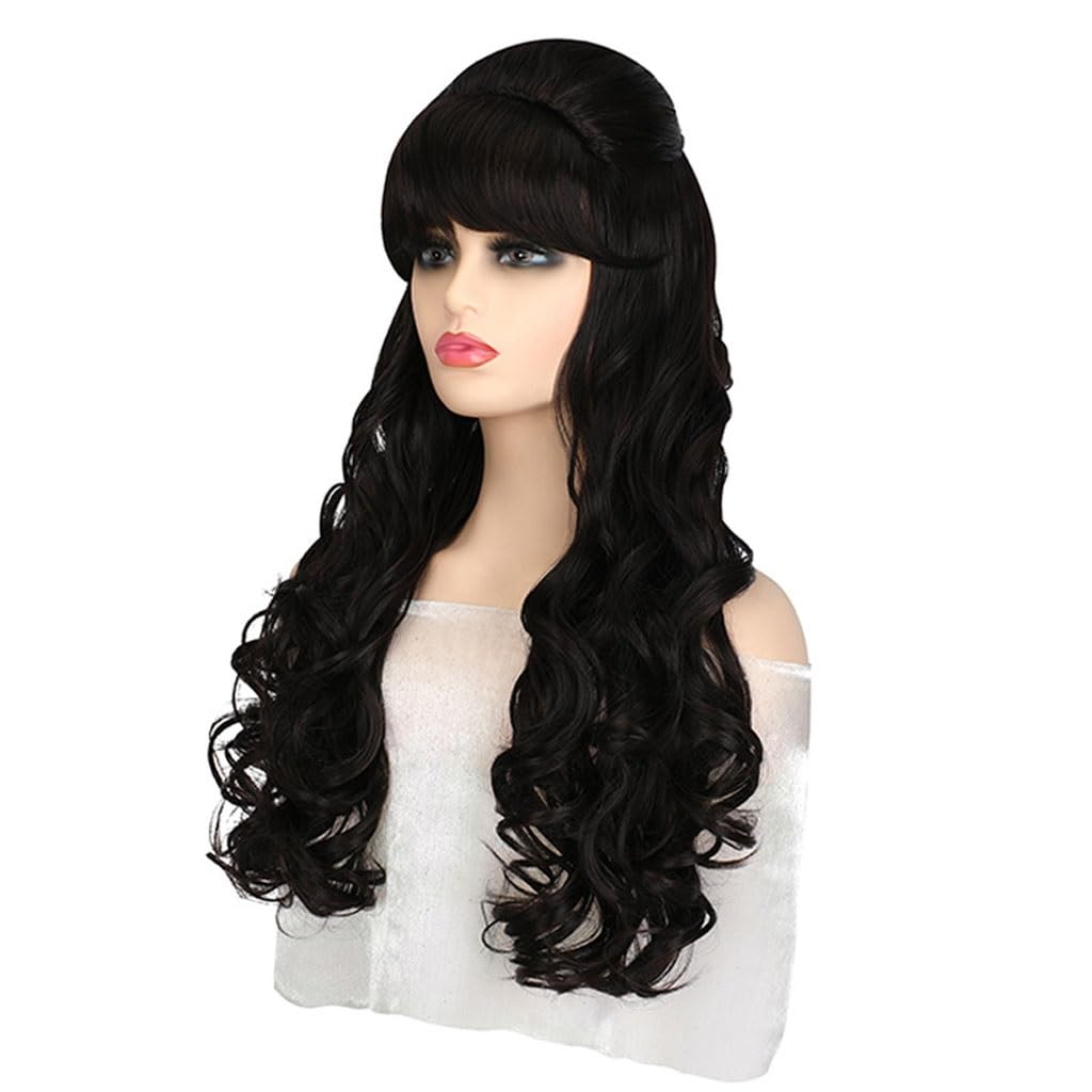 Perruque femme cheveux longs bouclés ondulés style cheveux humains avec capuche tendance