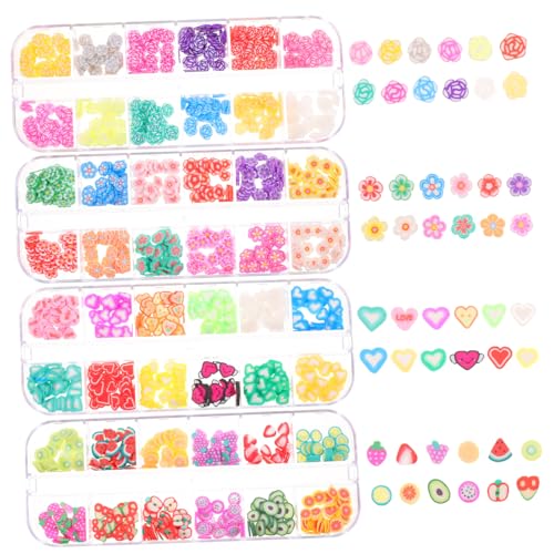 Mikinona DIY Manicure Clay Slices 4 Pack Decorative Gems Elegant Nail Art Embellishments for Crafts