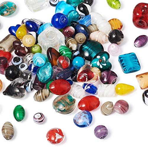 Craftdady 500g Mixed Shapes & Colors Lampwork Glass Beads Loose Beads Fit Most Major Charm Bracelets, 11-29x11-25mm, Hole: 0.5-4mm Random