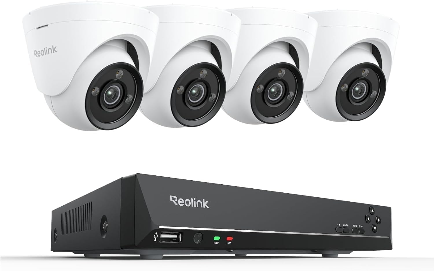 REOLINK 4k PoE Security Camera System, True Color Night Vision, Indoor Outdoor Surveillance, Smart Human/Vehicle/Pet Detection, 4xCX820 & 1x8CH NVR RLN8-410, Pre-Install 2TB
