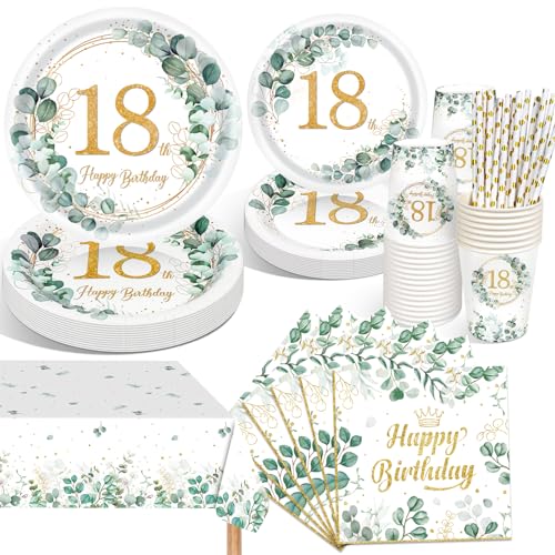 Partygeschirr Set, Geburtstag Party Geschirr, Pappteller Kindergeburtstag, Deko 18 Geburtstag Mädchen Junge Pappteller für Dekorationen 16 Gäste