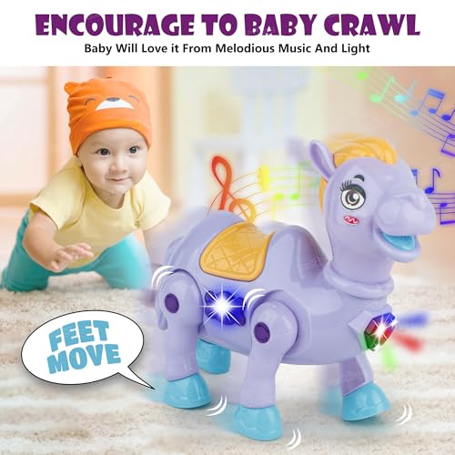 Image of Zest 4 Toyz Musical Toy for Kids | Musical Camel Toy for Kids | Flashing Lights & Sound Toys | Interactive Baby Crawling Toy | Battery Operated Toys | Birthday Gift for Boys and Girls - Purple