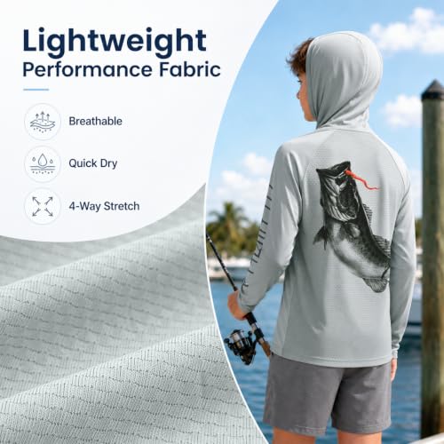 Image of Palmyth Boys Fishing Shirt UPF 50+ Youth Long Sleeve Shirts with Hooded