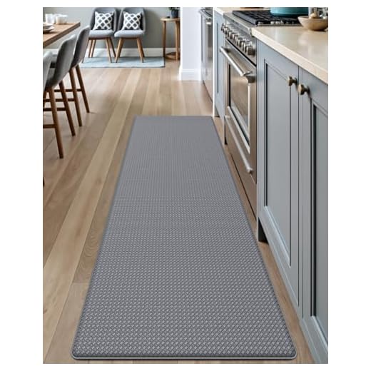 DEXI Kitchen Rug Anti Fatigue,Non Skid Cushioned Comfort Standing Kitchen Mat Waterproof and Oil Proof Floor Runner Mat, Easy to Clean, 18"x59", Grey