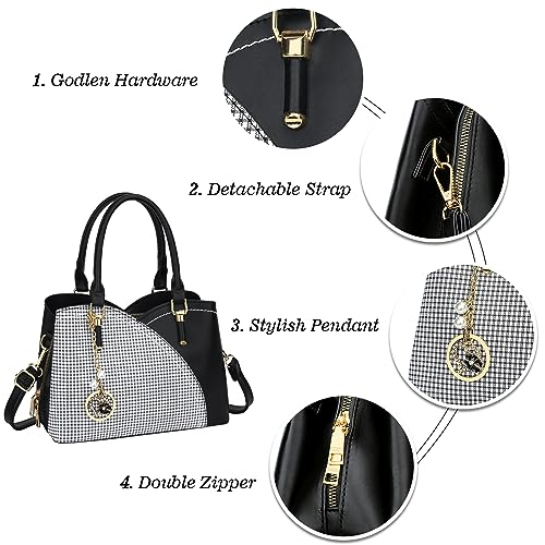 Image of KKXIU Triple Compartments Purses and Handbags for Women Fashion Ladies Satchel Shoulder Top Handle Bag