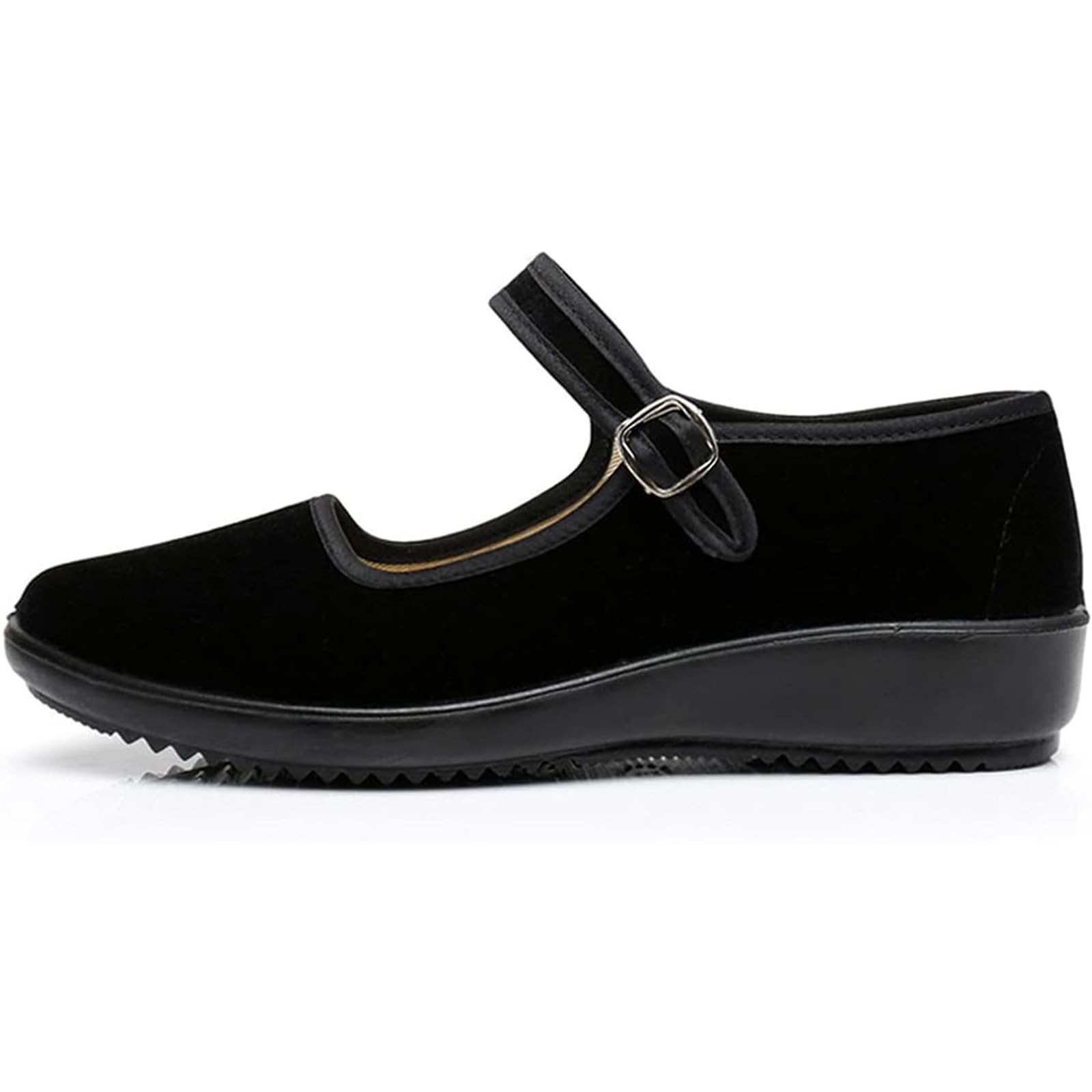 AioTio Aksamitne buty Mary Jane damskie, czarne, baleriny, eleganckie, płaskie buty Old Pekin, miękka antypoślizgowa gumowa podeszwa, buty chińskie z wygodną bawełnianą podszewką